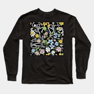 Dancing in flowers skeletons Long Sleeve T-Shirt